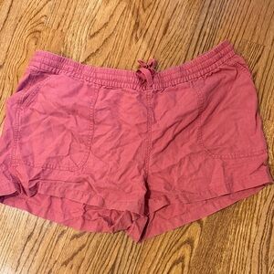 Women's Pink Elastic-Waist Casual Athletic Shorts
